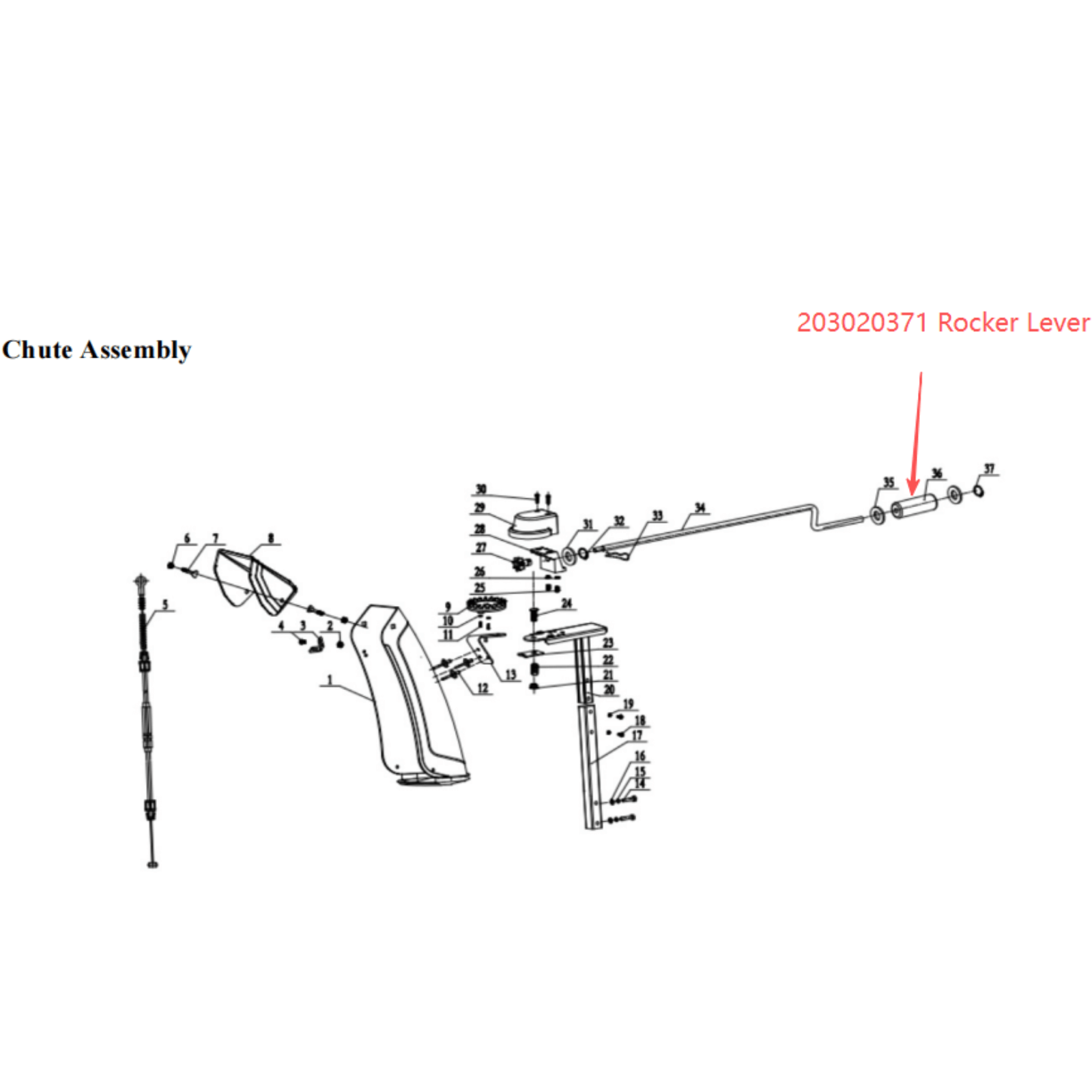 Snow Blower Parts – Rocker Lever, Stock #203020371