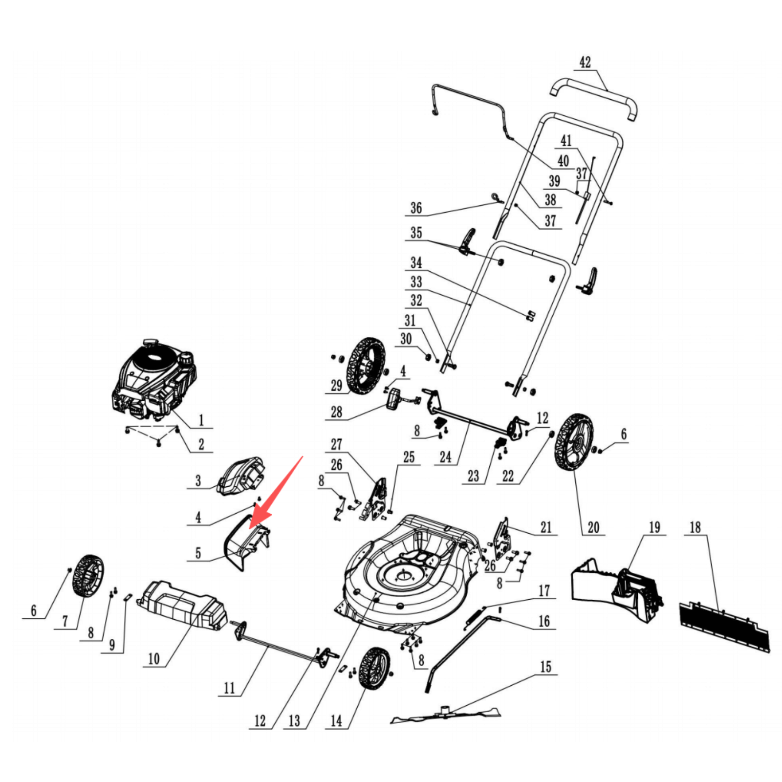 PowerSmart Lawn Mower Parts - Side discharge chute, Stock #203051102