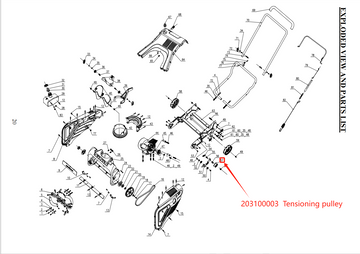Lawn Mower Parts - Tensioning Pulley, Stock #: 203100003