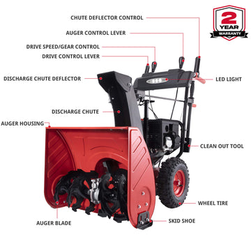 26'' 252cc Two Stage Gas Snow Blower w/ Electric Start DB7109D