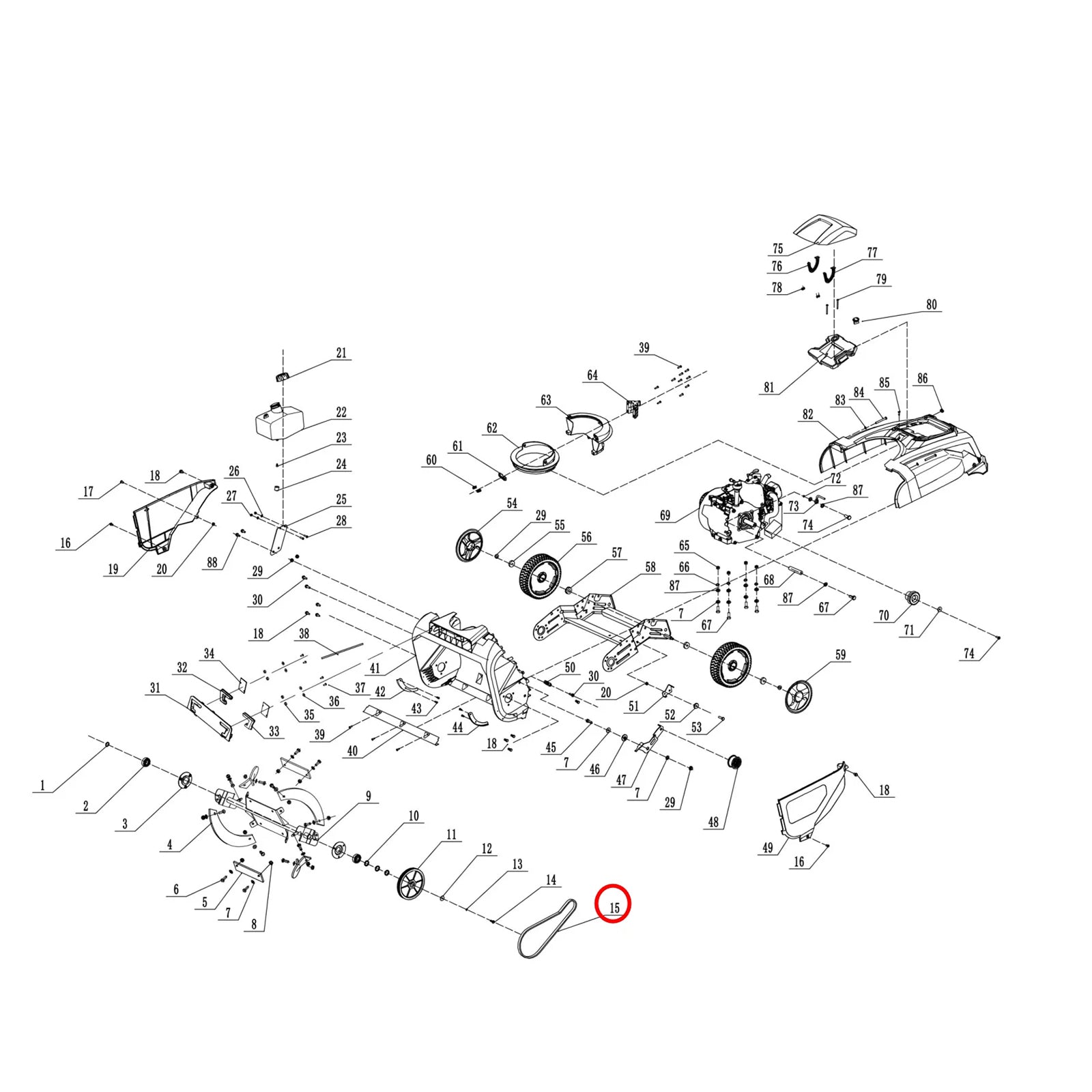Snow Blower Parts - Auger Belt-PSS1210LED, Stock #302040091