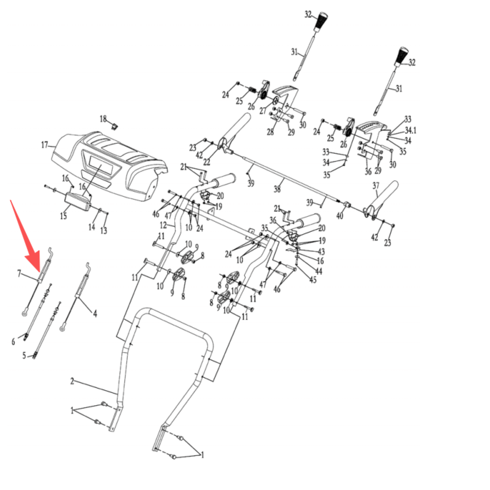 Snow Blower Parts - Upper Drive Cable, Stock#303200061A