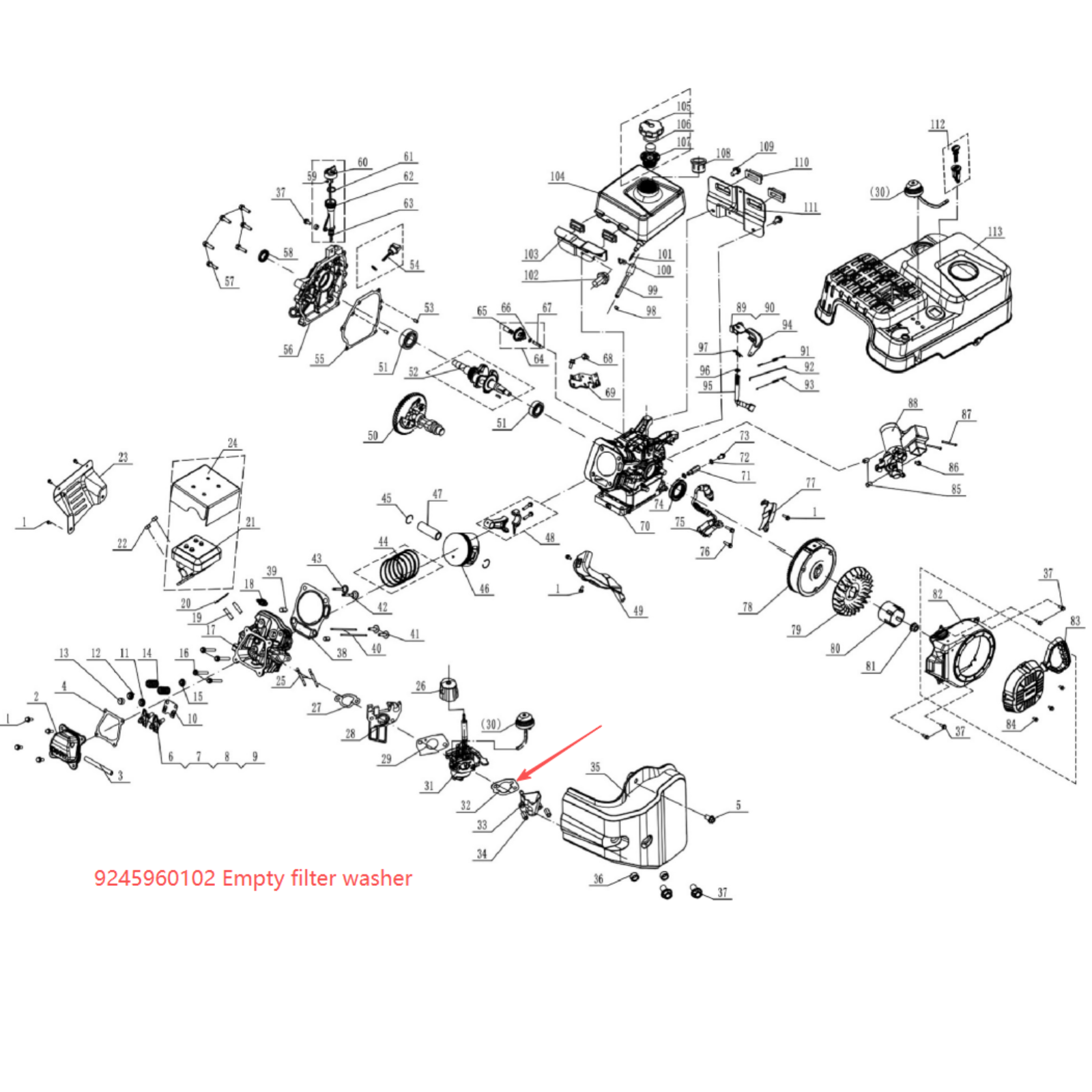 Snow Blower Parts -Empty filter washer, Stock #9245960102