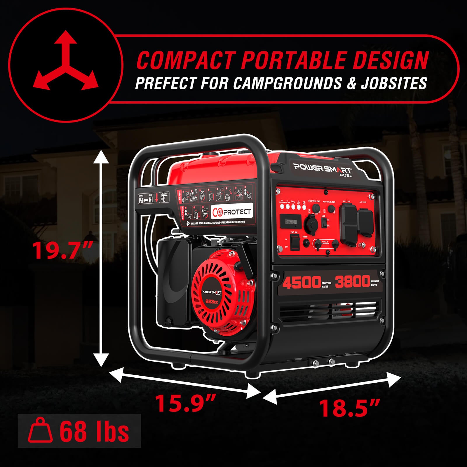 4500W Open Frame Inverter Generator w/ CO Alert DB5041C