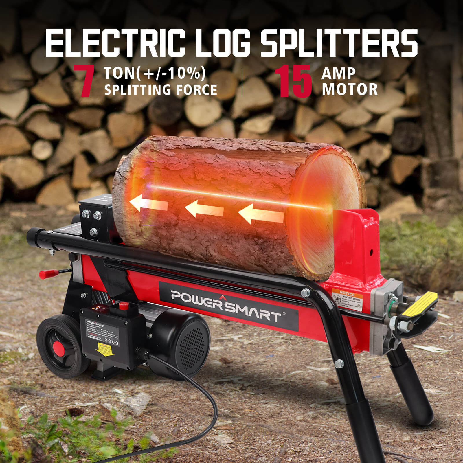 7-Ton 15Amp Electric Wood Log Splitter DB6407
