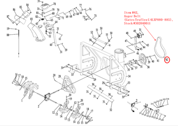 Snow Blower Parts - Auger Belt  (Gates Truflex G 4LXP880-885), Stock #302040011