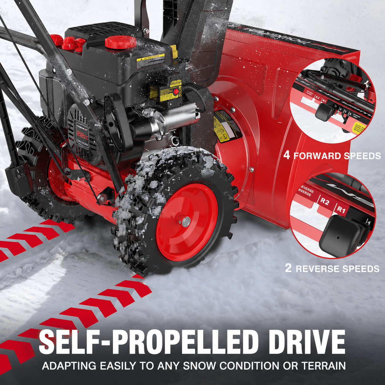 24'' 212cc Two Stage Self-Propelled Gas Snow Blower DB7109