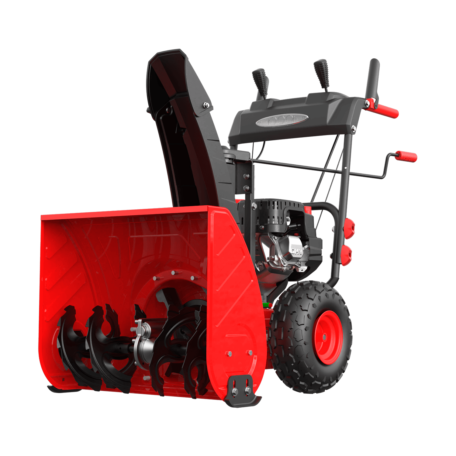 Red snowblower on a black background