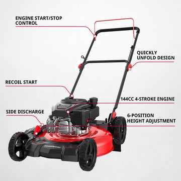 21'' 144cc Gas Push 2-in-1 Lawn Mower DV8621C