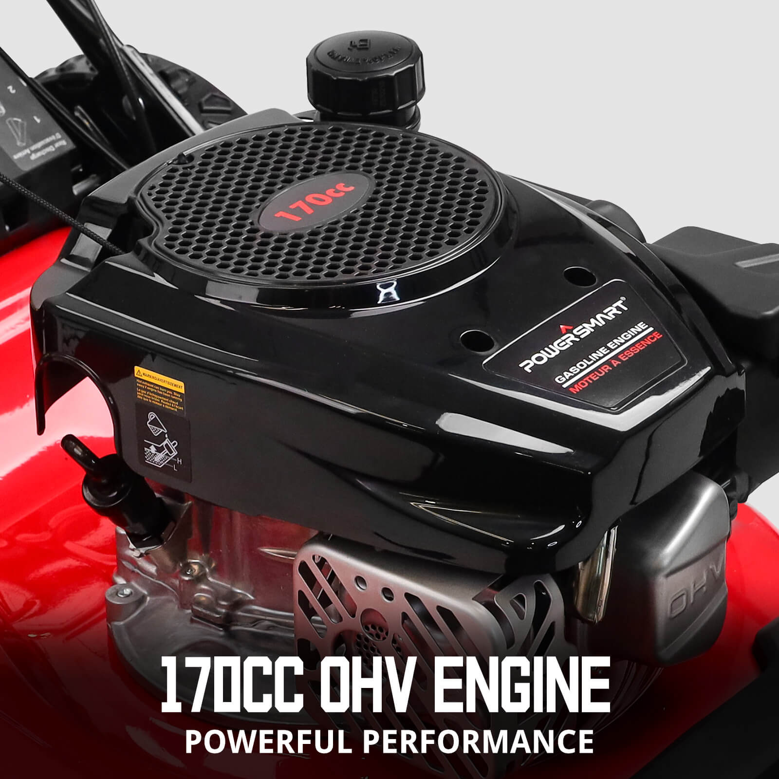 21" 170cc Gas Self-propelled 3-in -1 Lawn Mower w/ 10-Inch Rear Wheels MB8602S