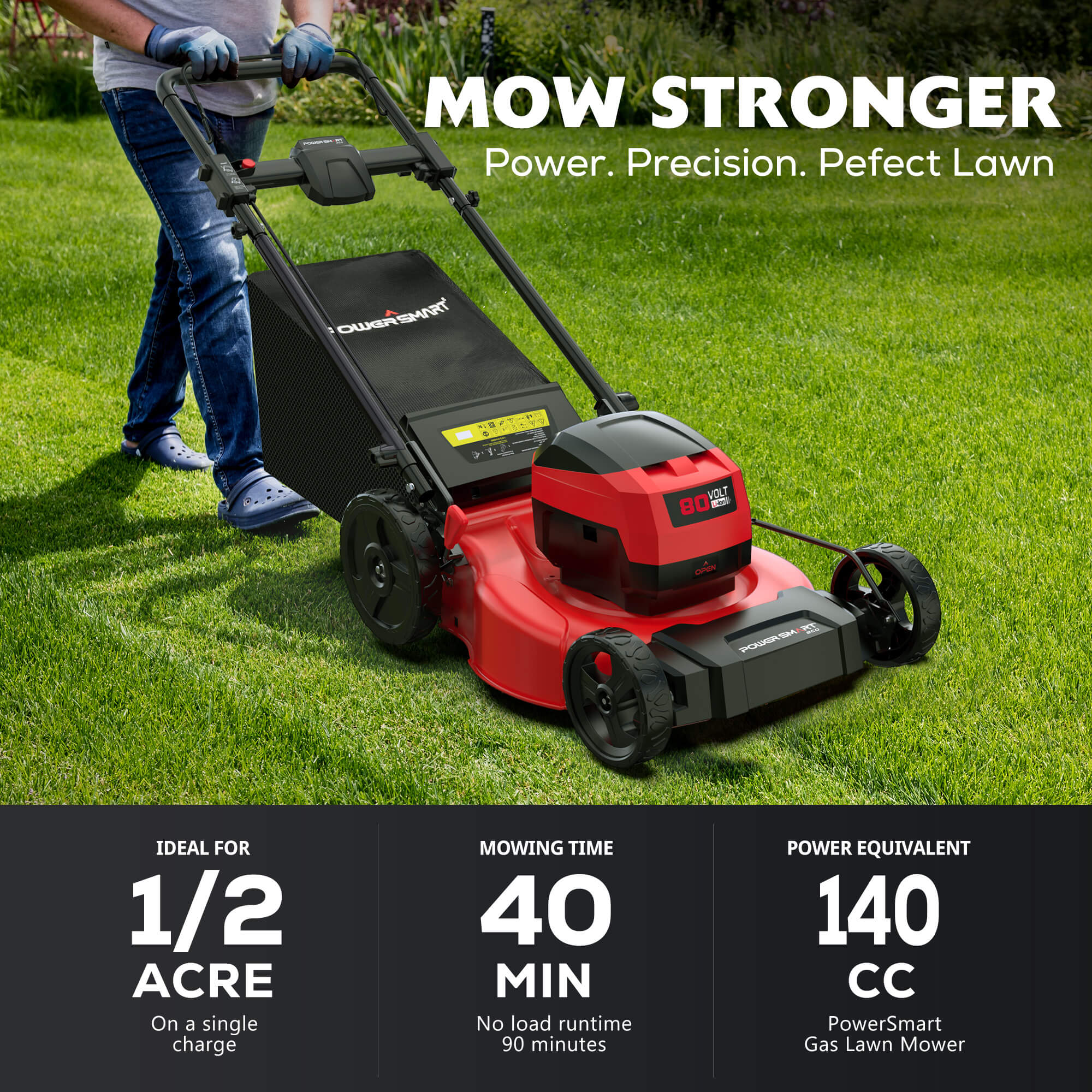80V 21" Cordless Push Lawn Mower w/ Battery & Charger PS76821
