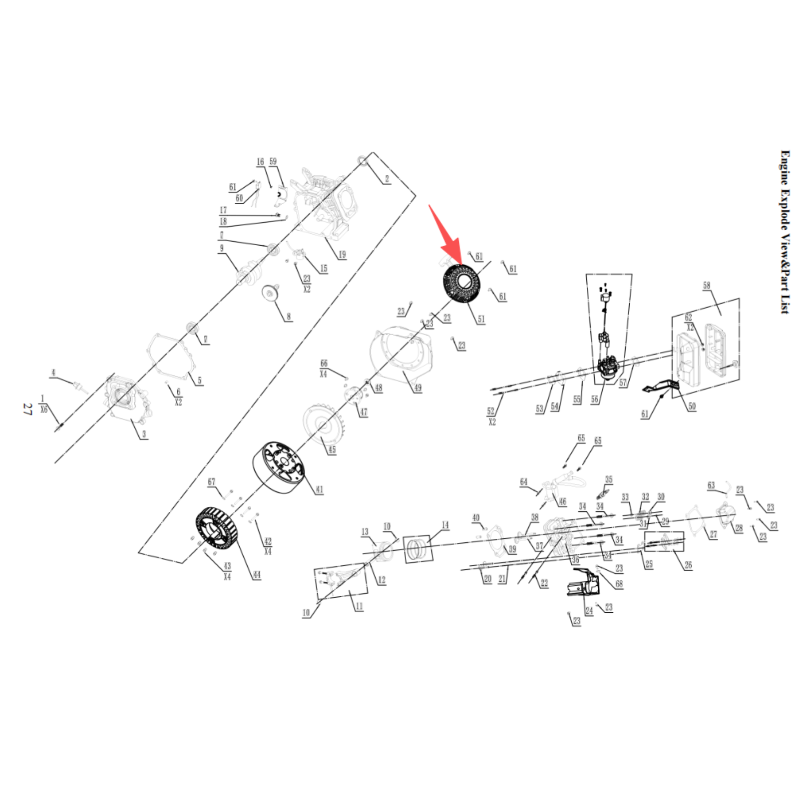 Generator Parts - Recoil Starter , Stock #012032000001