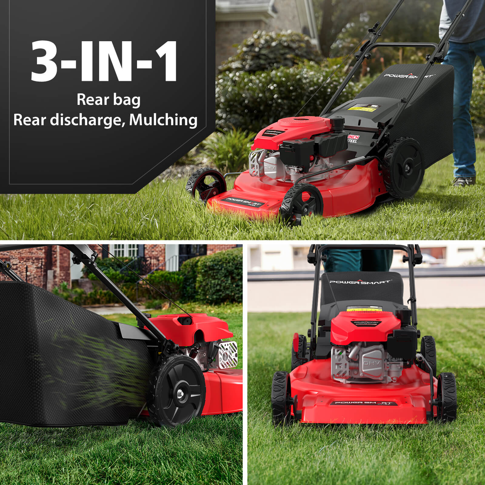 22" 170cc Gas Self-Propelled 3-in-1 Lawn Mower V8622S1