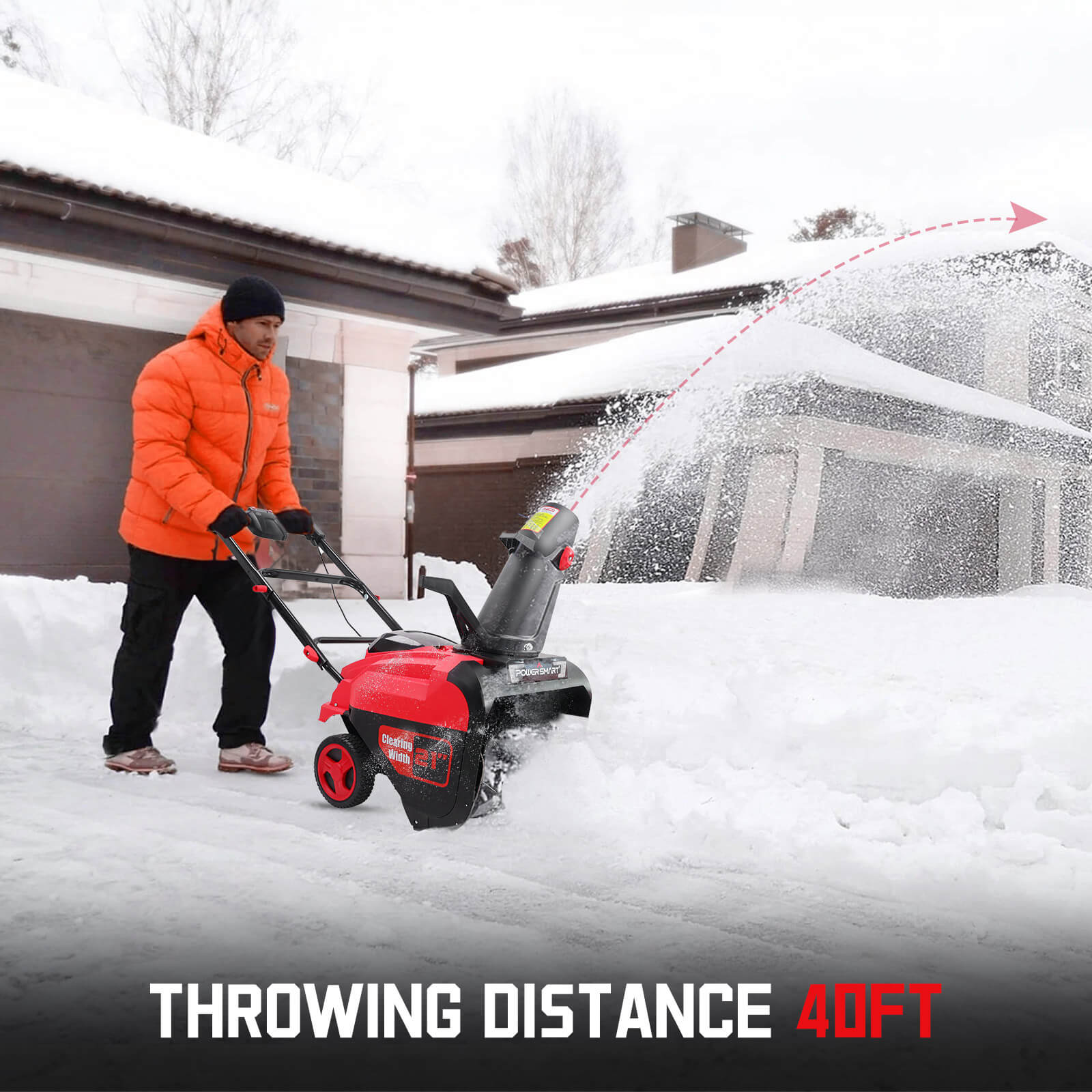 80V 21'' Single Stage Cordless Snow Blower w/ 2 Batteries HB2801B