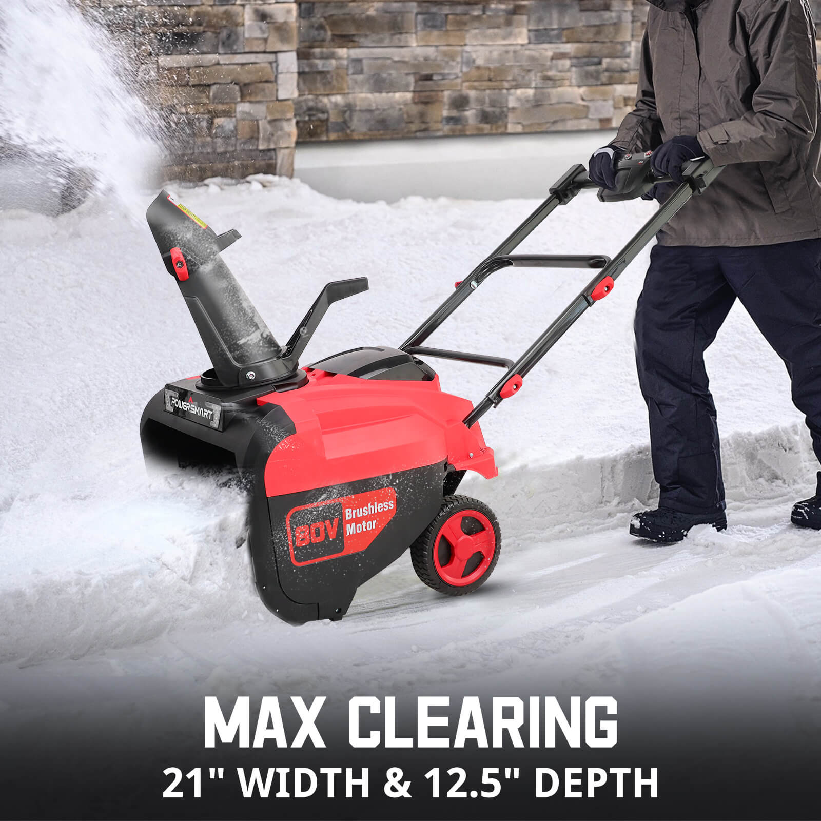 80V 21'' Single Stage Cordless Snow Blower w/ 2 Batteries HB2801B