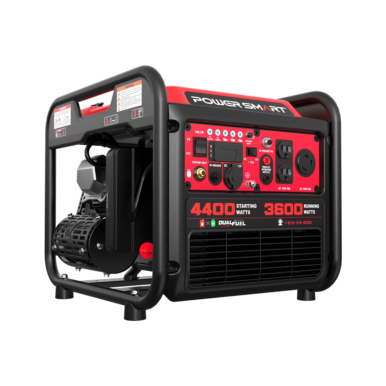 4400W Open Frame Dual Fuel Inverter Generator w/ CO Alert MB5040DC