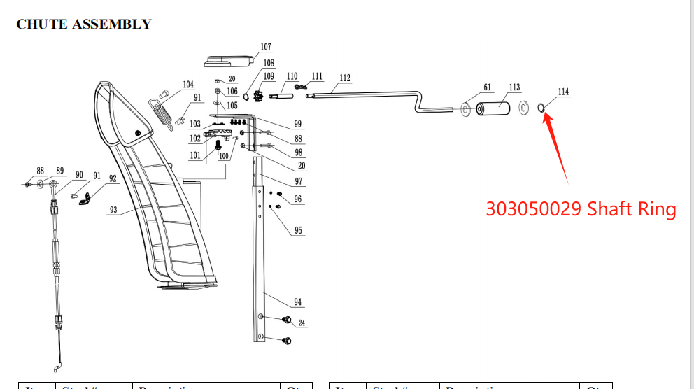 Snow Blower Parts – Shaft Ring/Closing Ring M10, Stock #303050029