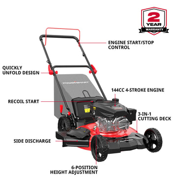 21" 144cc Gas Push 3-in-1 Lawn Mower DV8621P