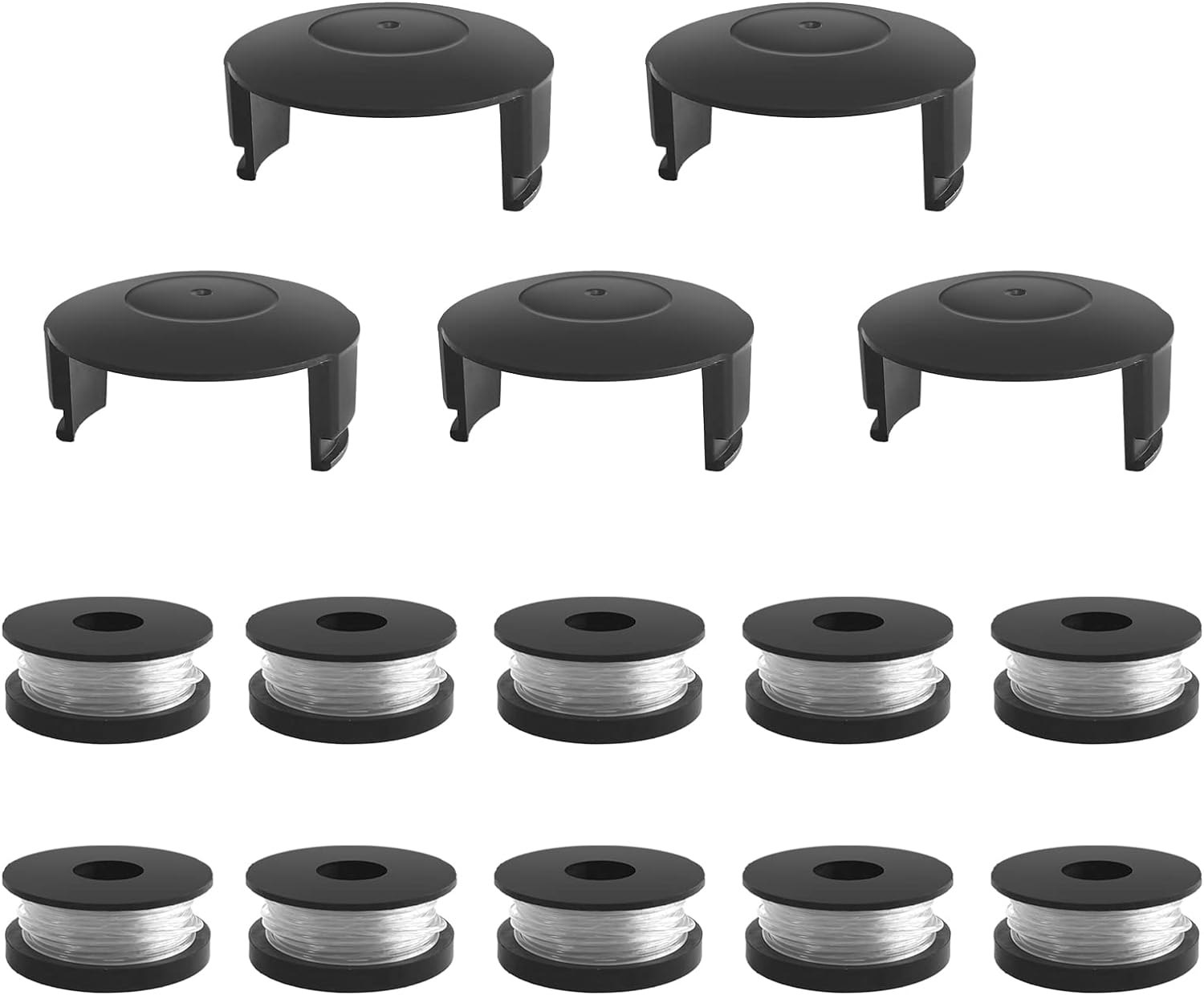 Parts: 10 Pack String Trimmer Replacement Spools Compatible Weed Eater - PS76110A, 10ft 0.065" Dual Line String Trimmer Spool, 10 Spools+5 Caps, PS76110A-WWC