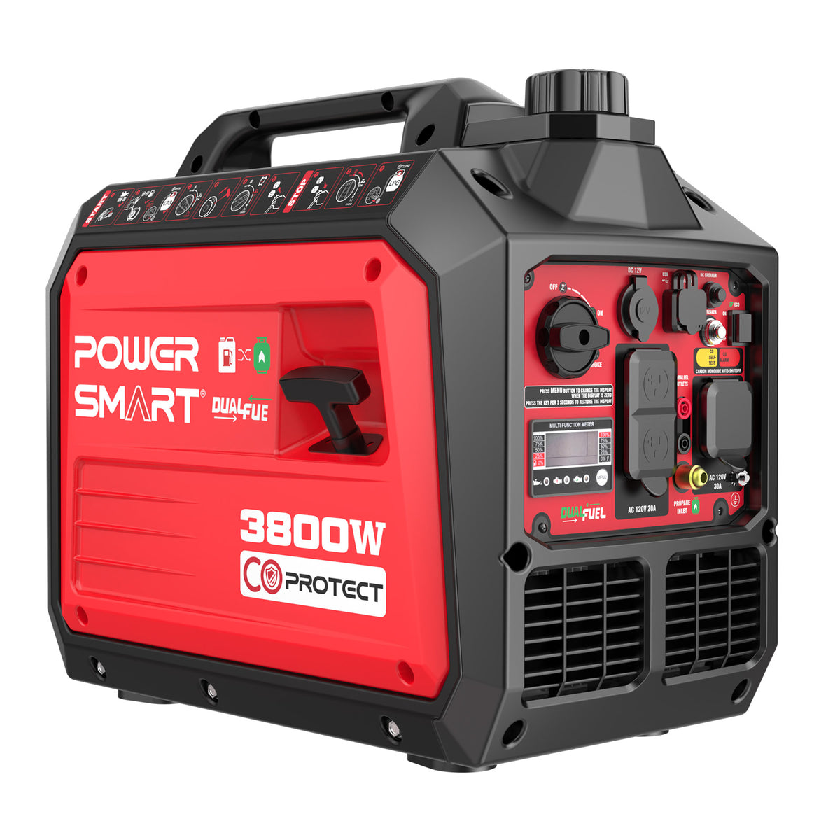 3800W/3500W Gas/Propane Dual Fuel Inverter Generator w/ CO Alert HB504
