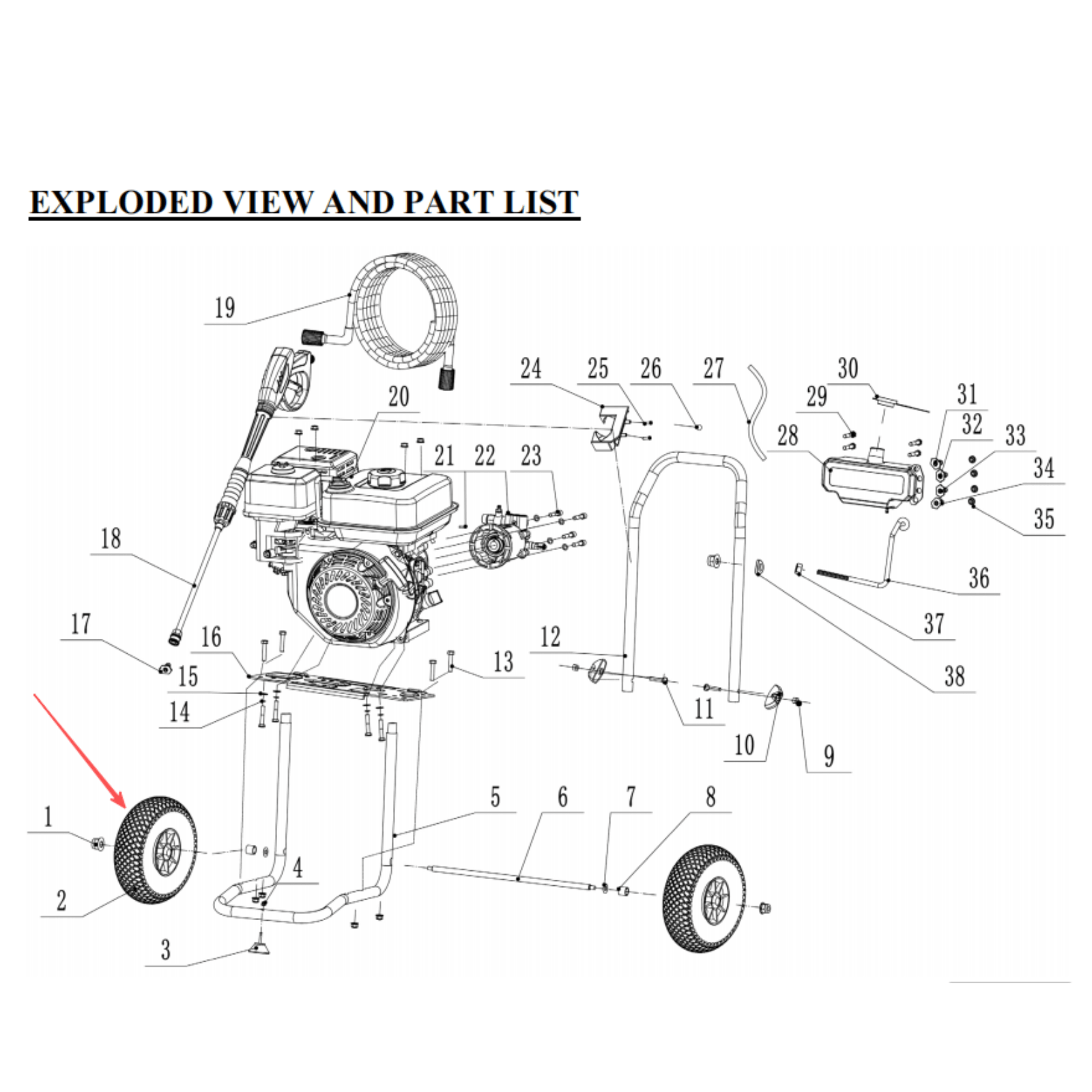 Pressure Washer Parts - 10" Wheel, Stock #203050691