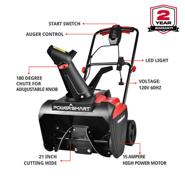 21'' 15A Single Stage Electric Snow Blower w/ LED Light DB5021LED