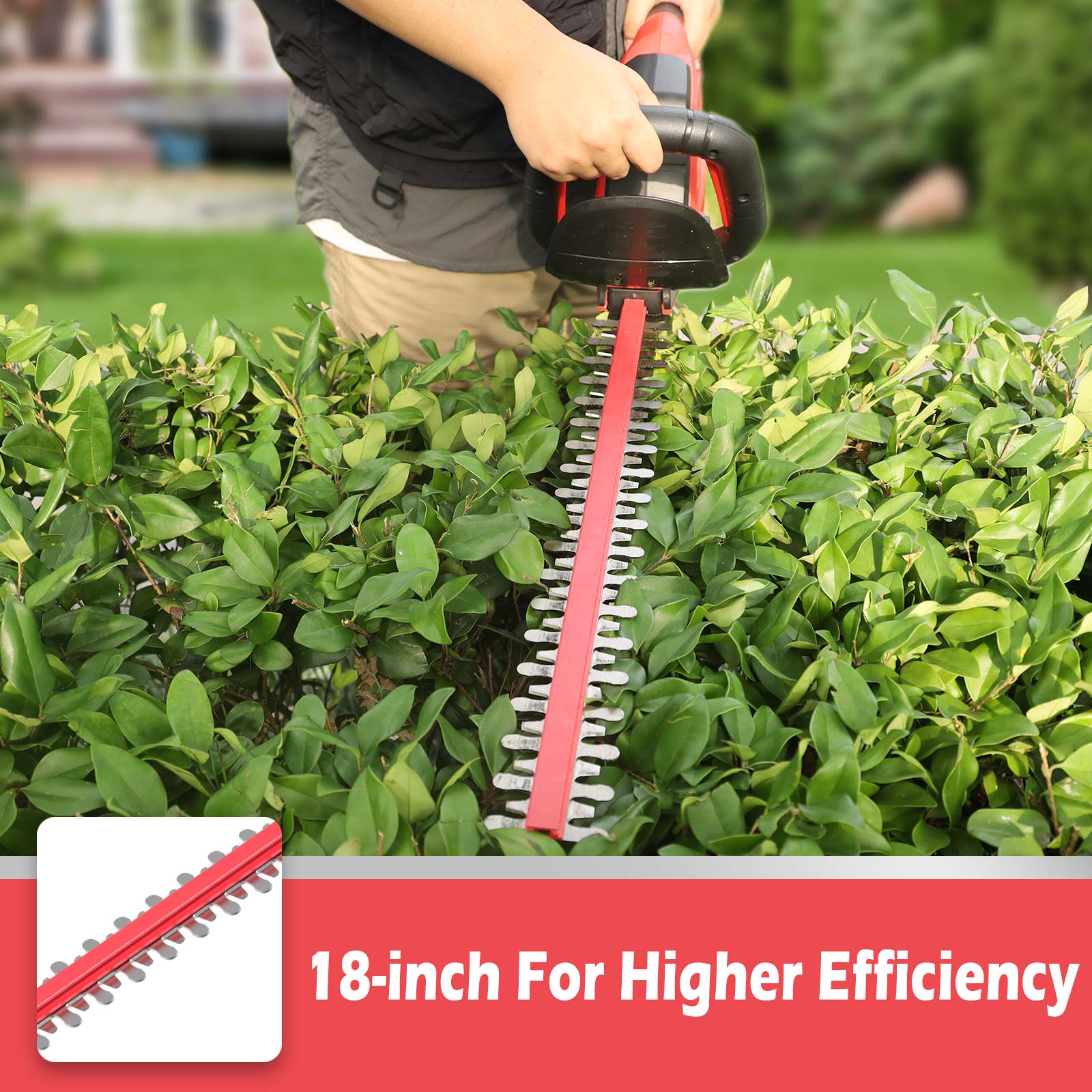 Powersmart 20V Lithium-Ion Cordless 22 inch Hedge Trimmer, PS76106A 2.0 Ah Battery and Charger Included