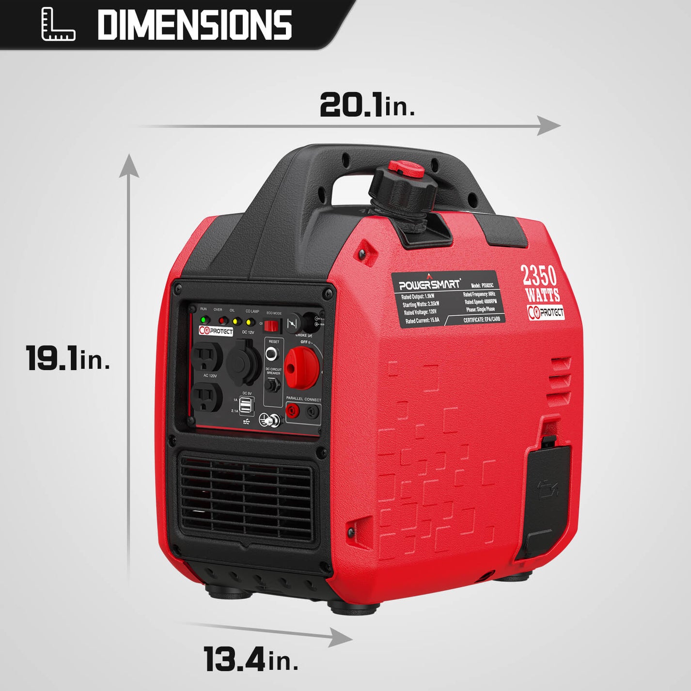 2350W Portable Inverter Generator w/ CO Alert PS5025C PowerSmart USA