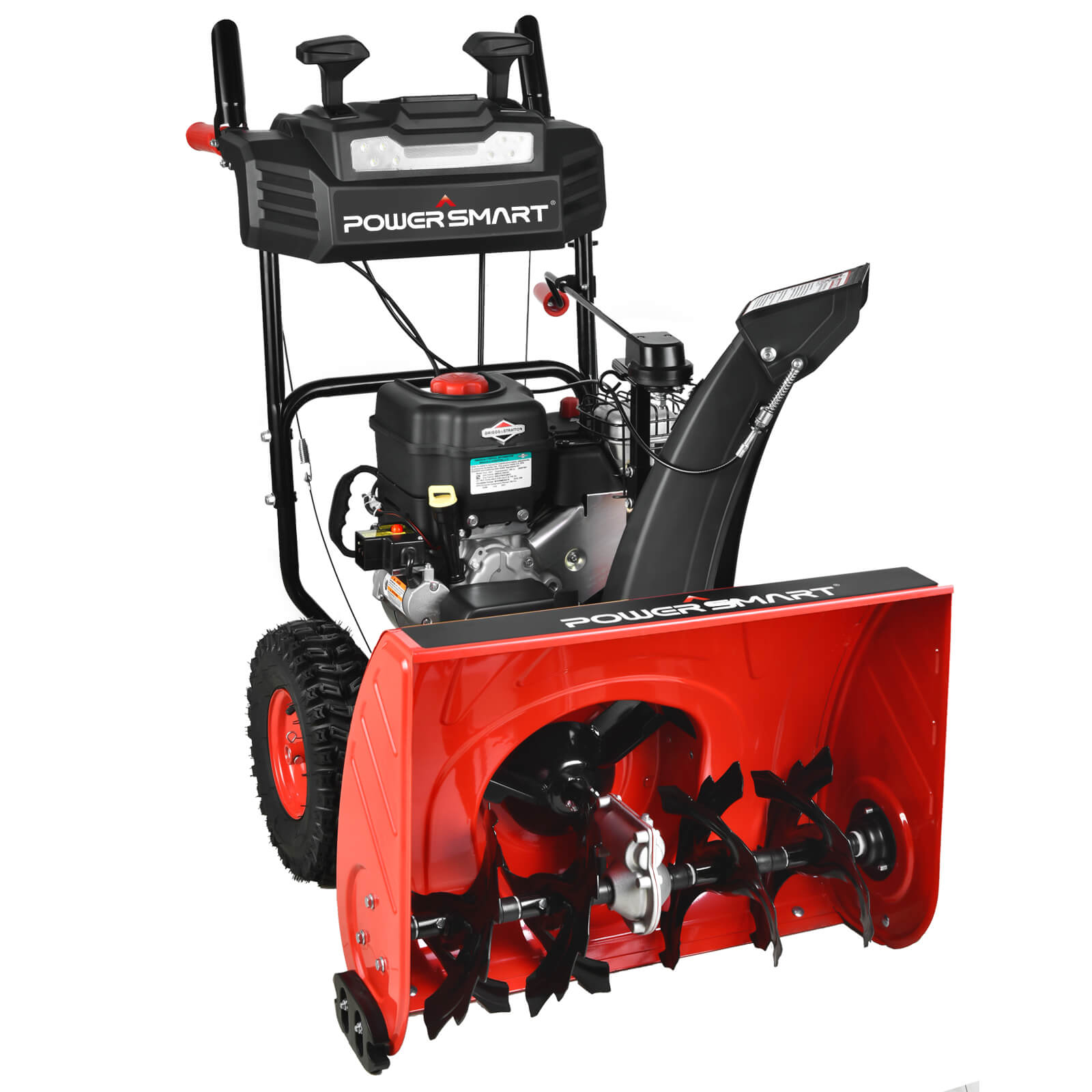 24" 208cc Two Stage Electric Start Gas Snow Blower w/ Briggs Stratton Engine HB7109A