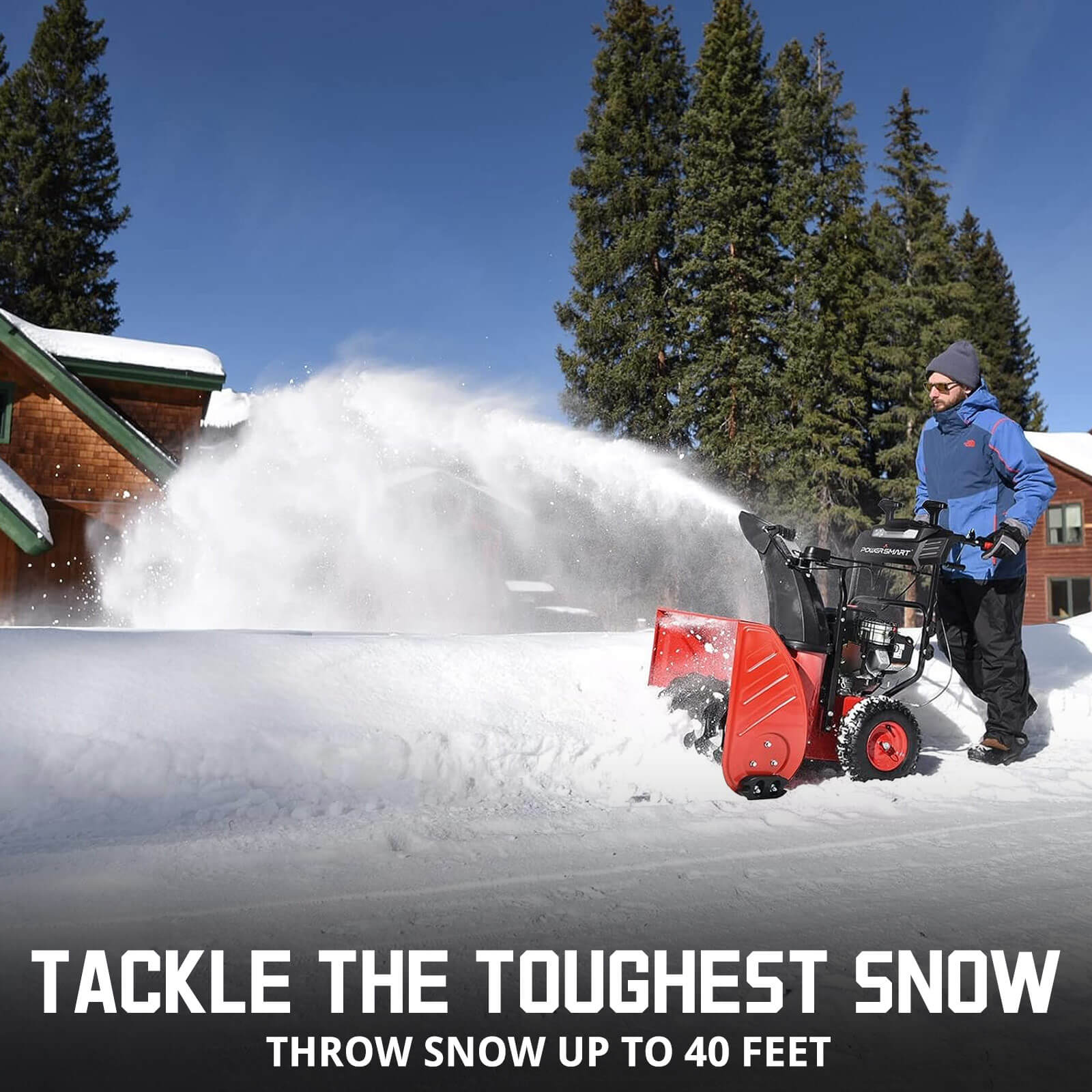24" 208cc Two Stage Electric Start Gas Snow Blower with Brigg Stratton Engine PSSAM24BS-M