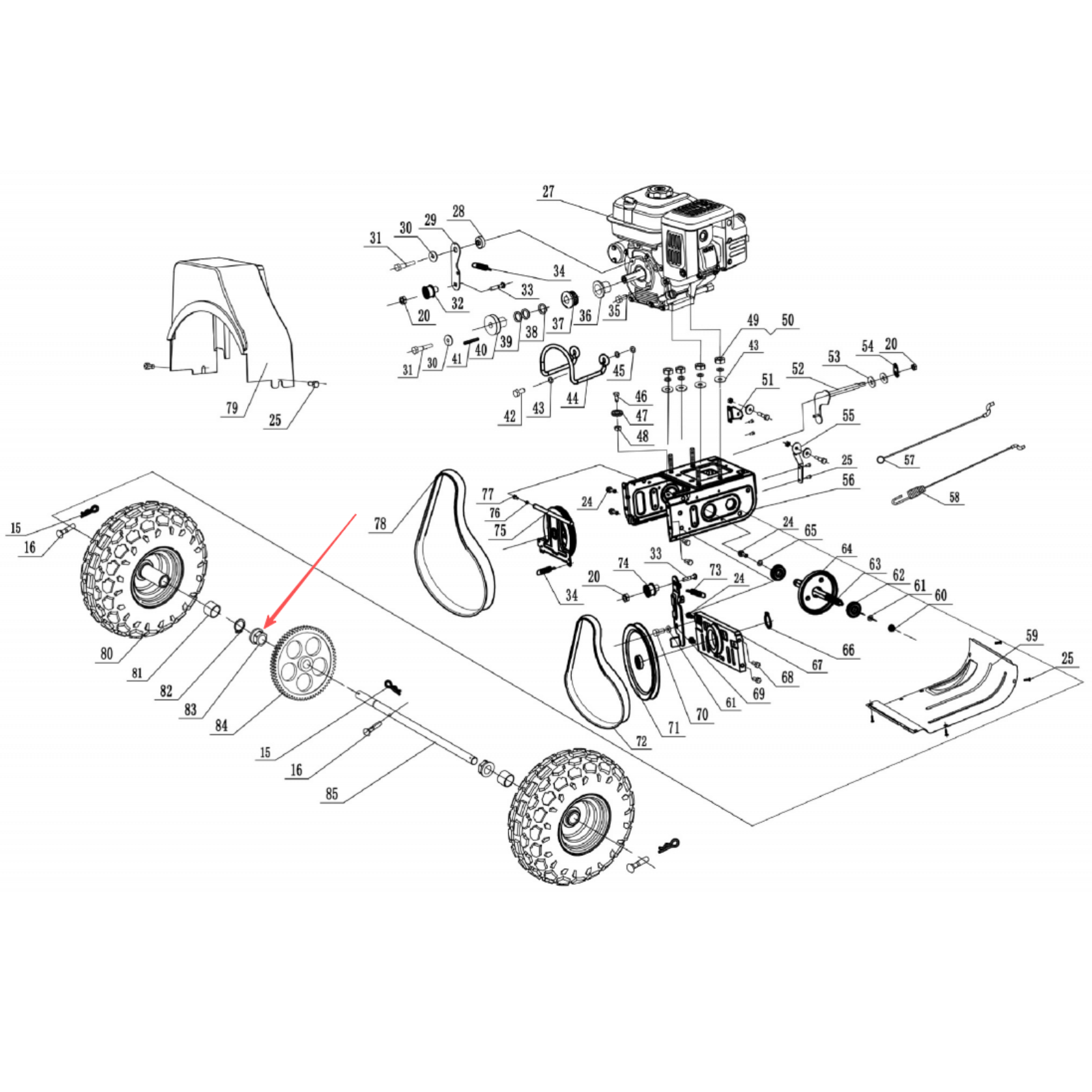 Snow Blower Parts -Hex Flange Bearing (Spacer), stock#303060030