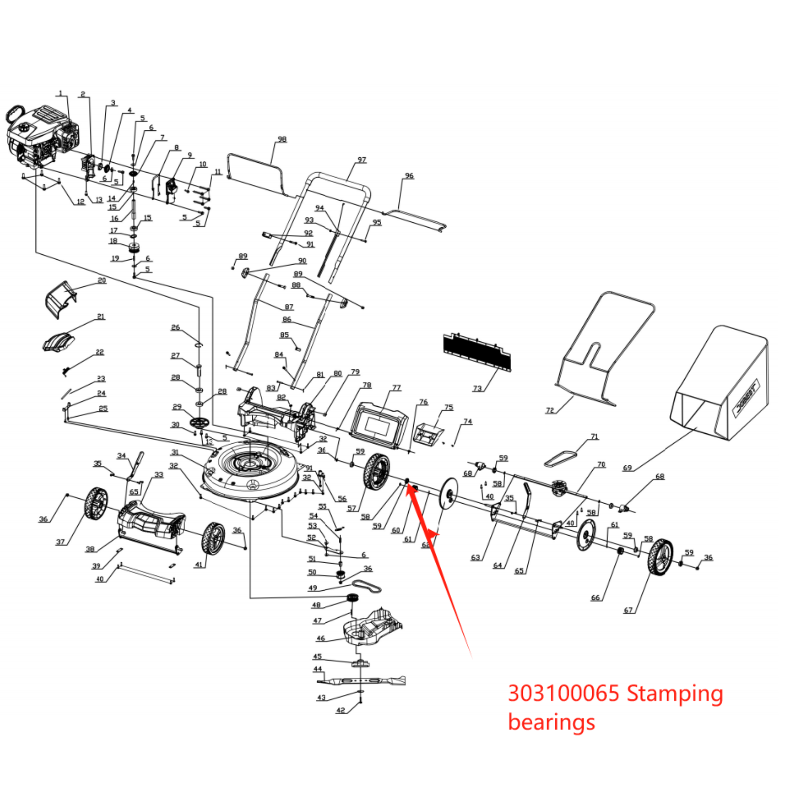 Lawn Mower Parts - Stamping bearings, Stock #: 303100065
