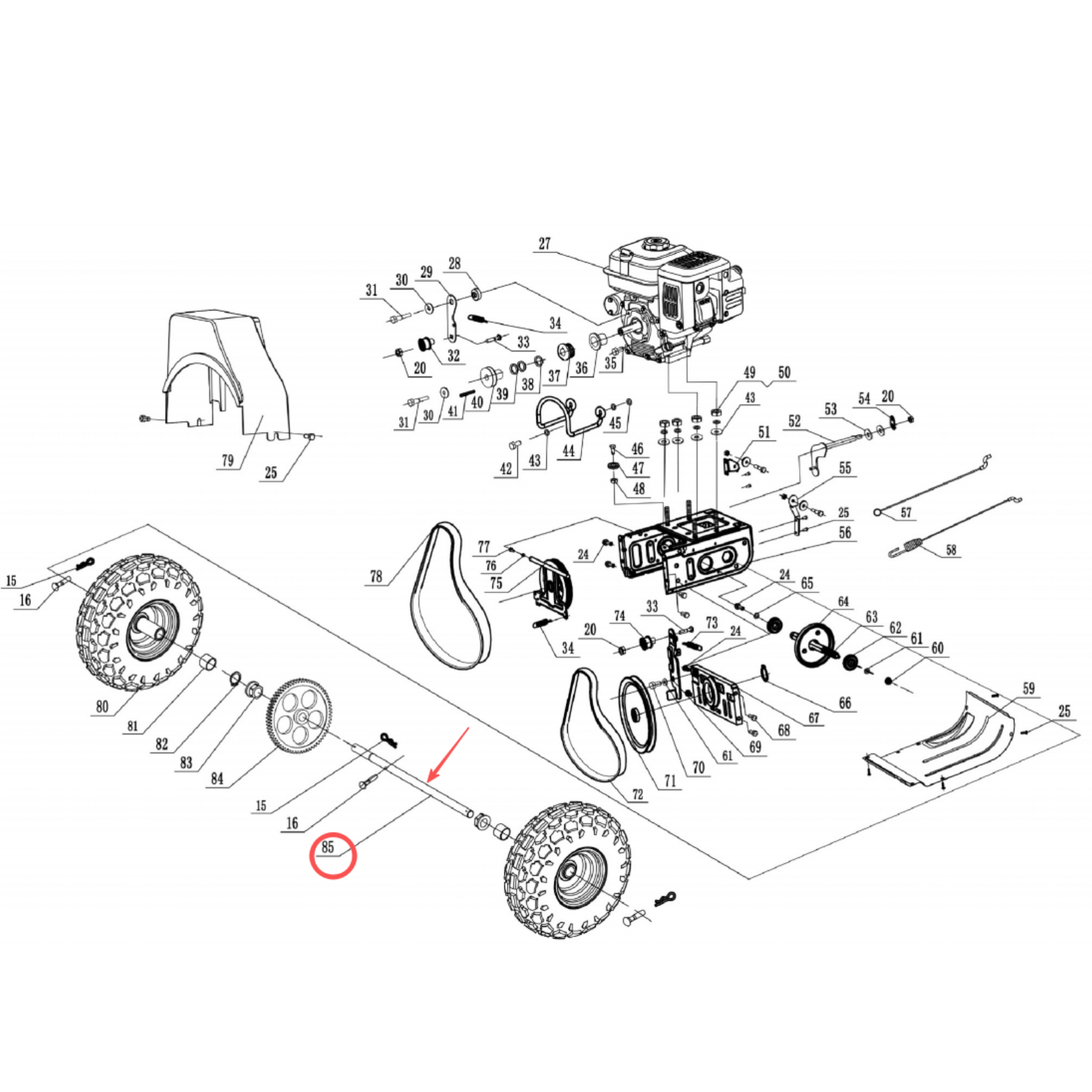 Snow Blower Parts -Wheel Axle, stock# 303160880