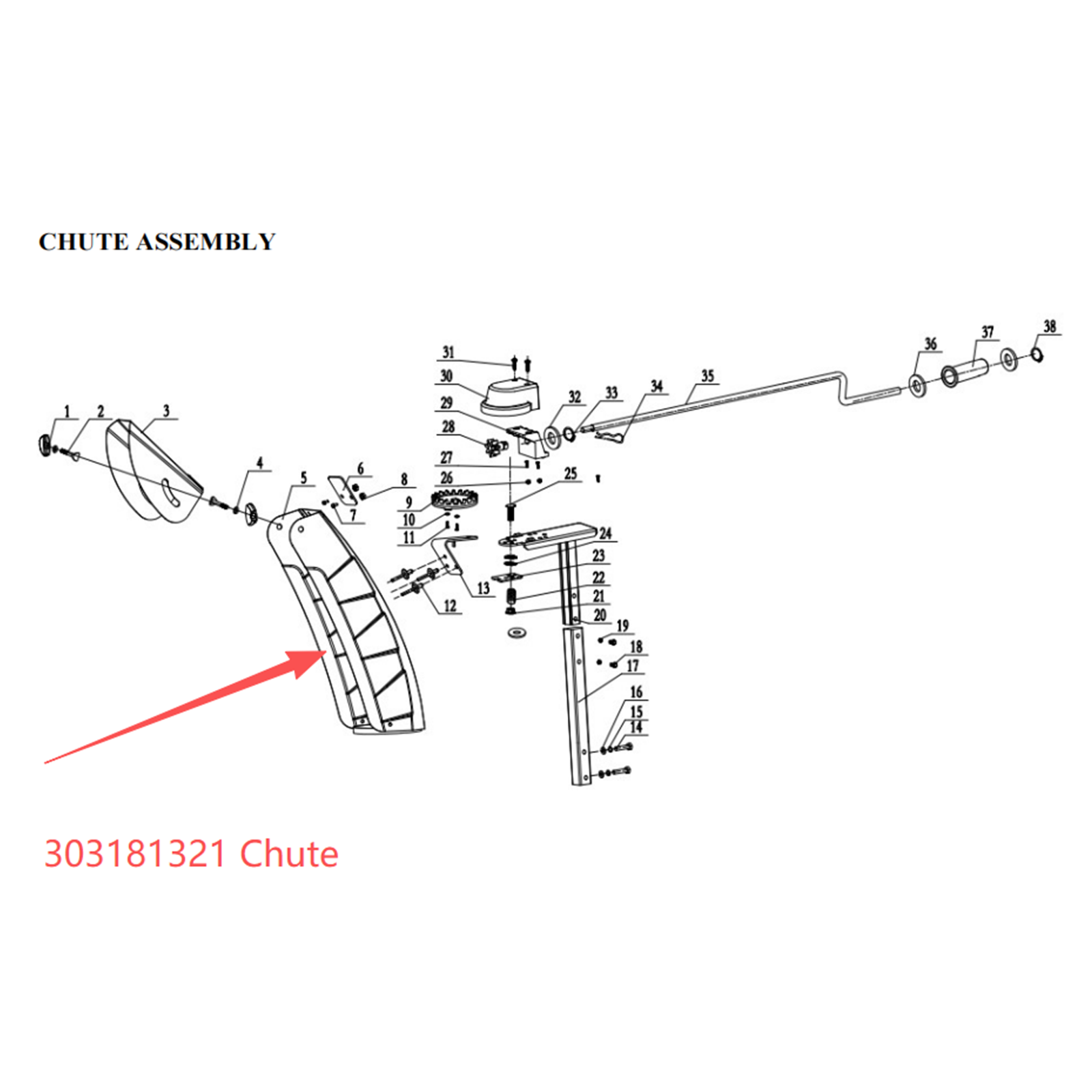 Snow Blower Parts -Chute, Stock#303181321