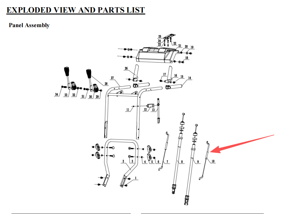 Snow Blower Parts - Upper Auger/Drive Cable, Stock #303200106