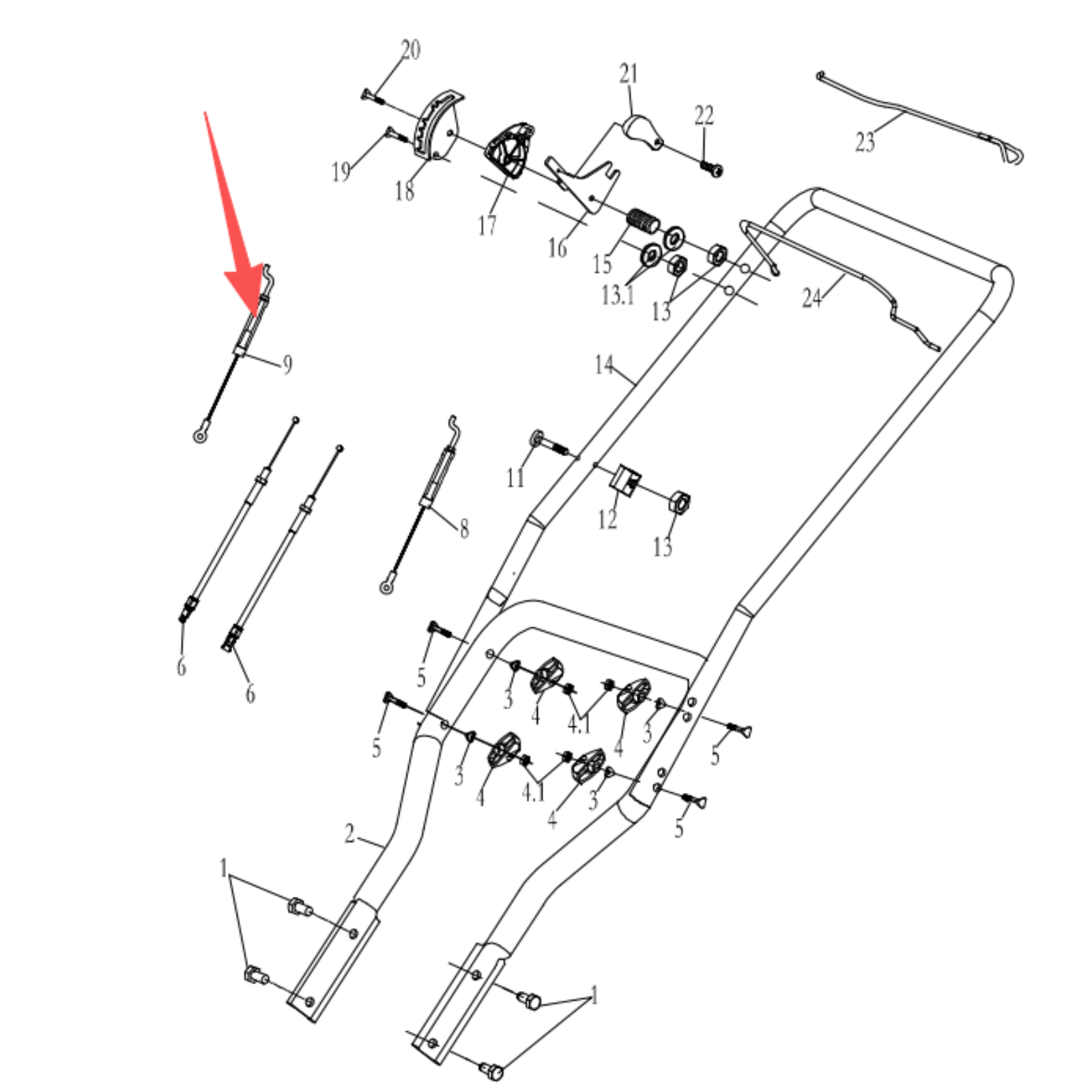 PowerSmart Snow Blower Parts - Upper Auger Cable, Stock#303200112