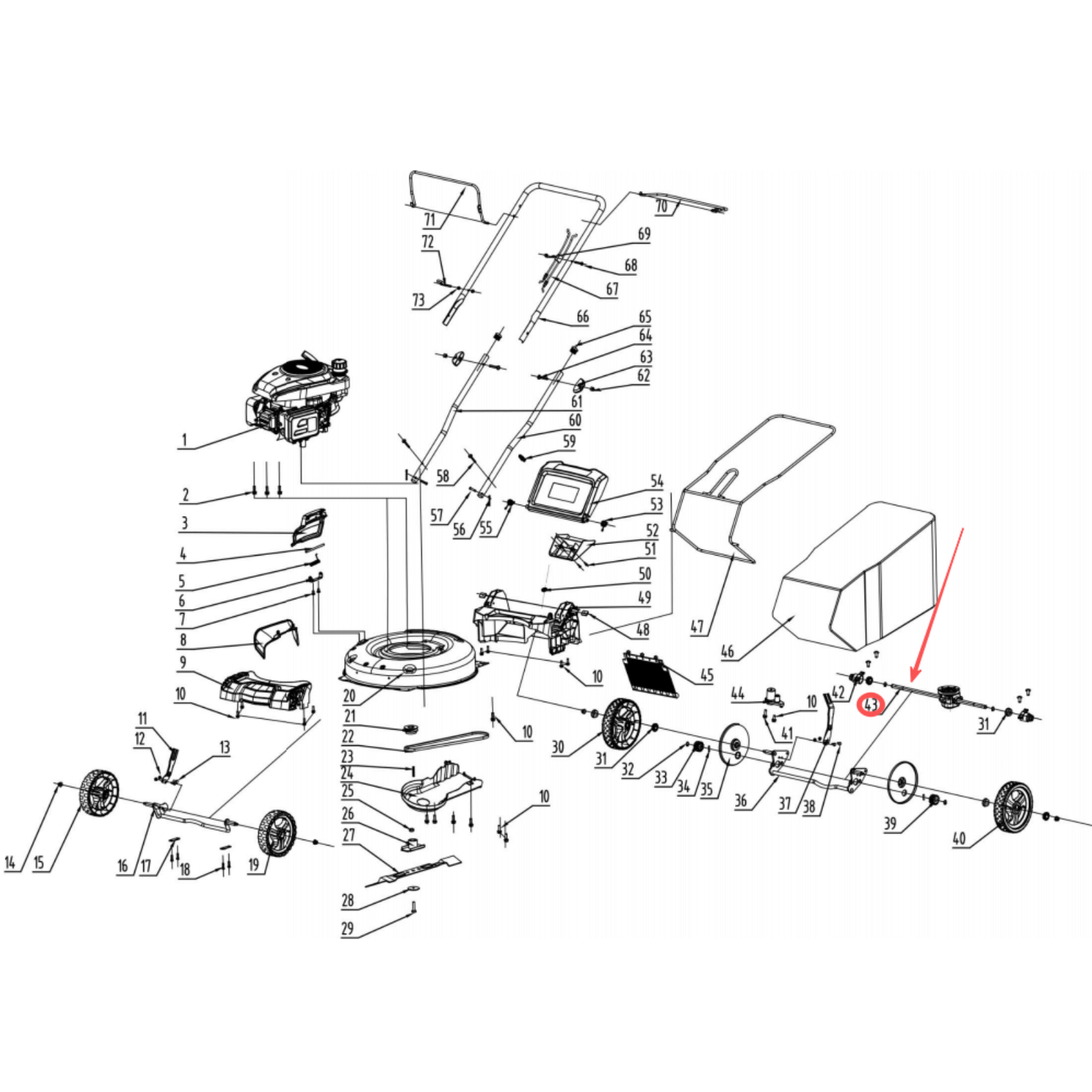 PowerSmart Lawn Mower Parts - Drive assembly, Stock#303240658