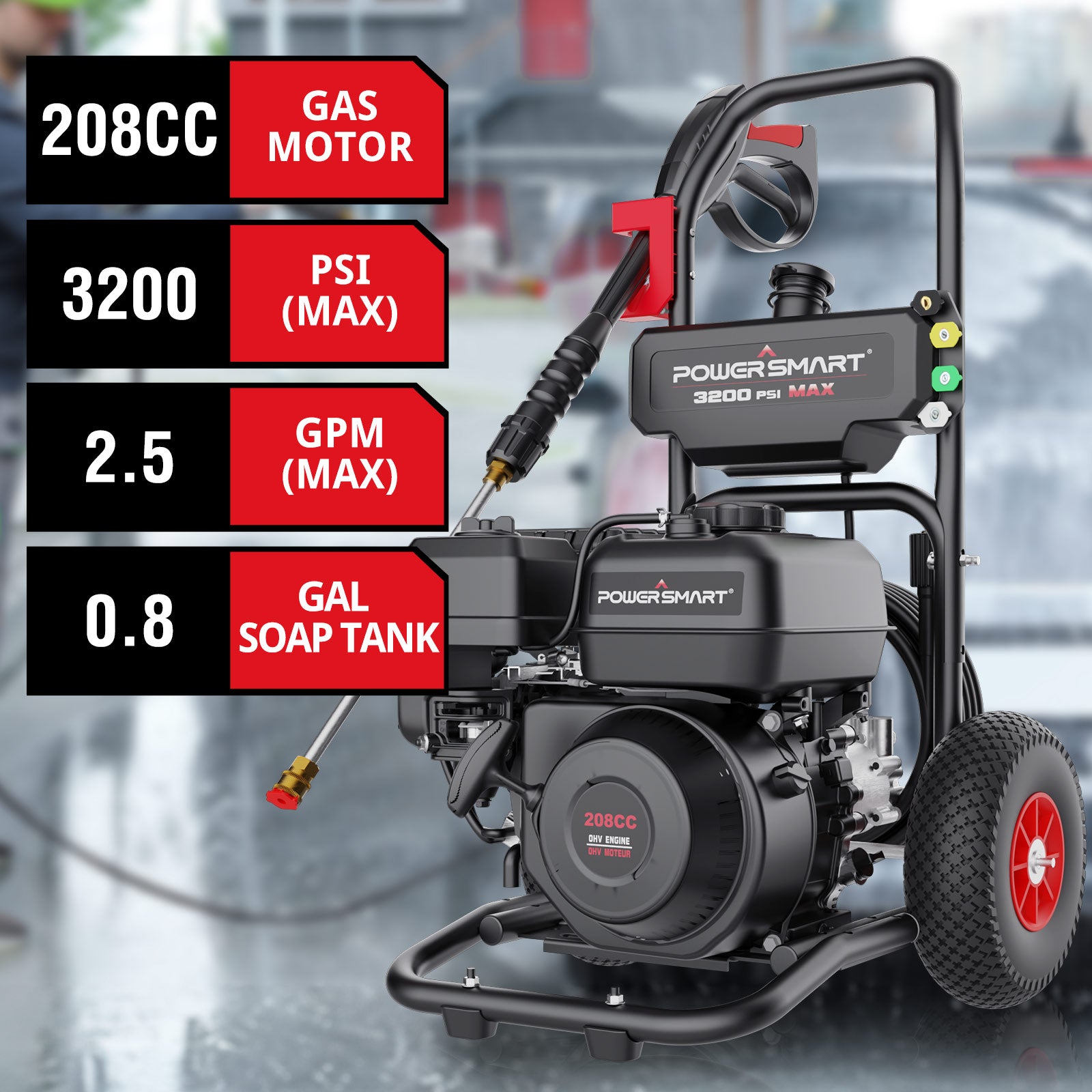 3200PSI 2.5GPM 208cc Gas Pressure Washer DB1051