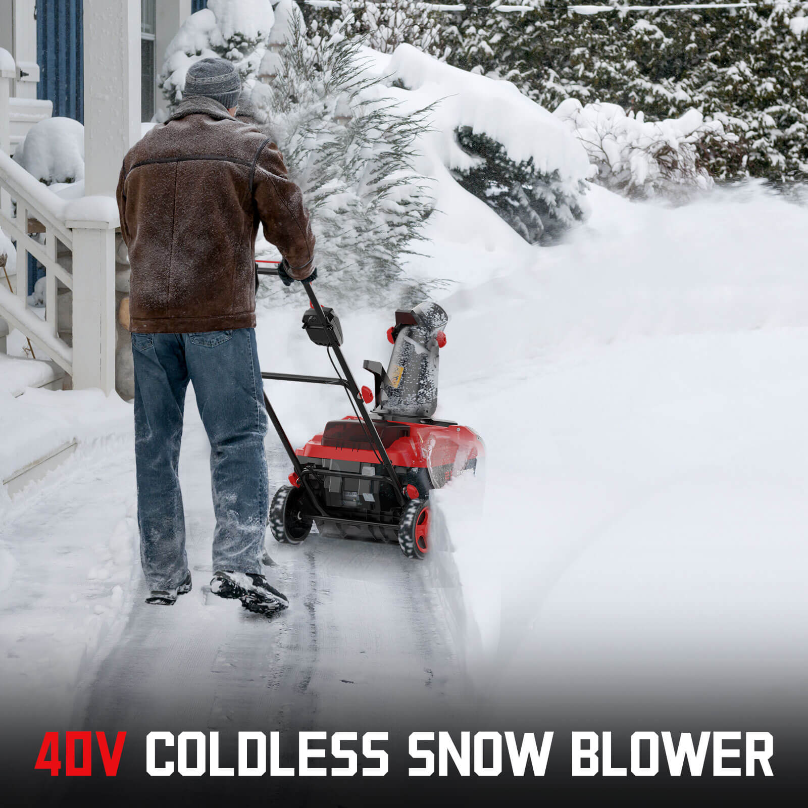 40V 21'' Single Stage Push Cordless Snow Blower w/ Battery & Charger HB2421A