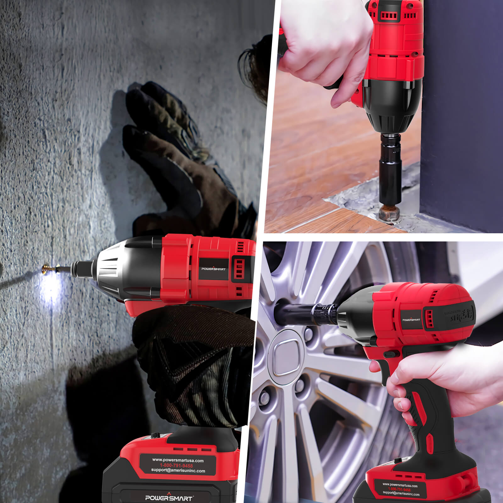 20V Brushless Cordless Impact Wrench w/ Battery, Charger and Power Bits/Nut Drivers/Sockets Set PS76142B