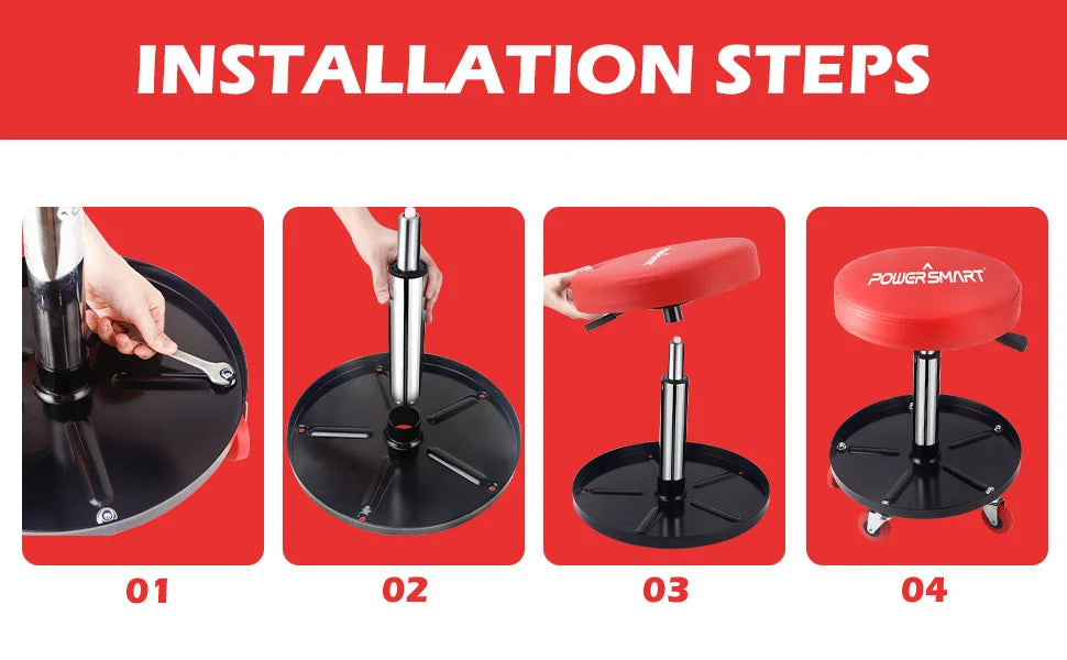 300-pound Capacity Rolling Mechanic Stool Garage/Shop Seat with Wheels PS1101