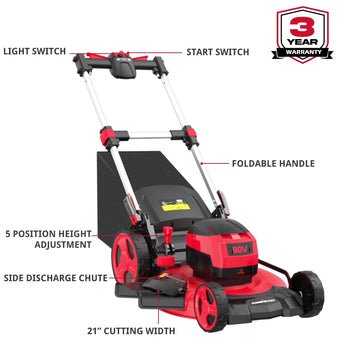 80V 21" Cordless Self-propelled Lawn Mower Red PS76821SRB