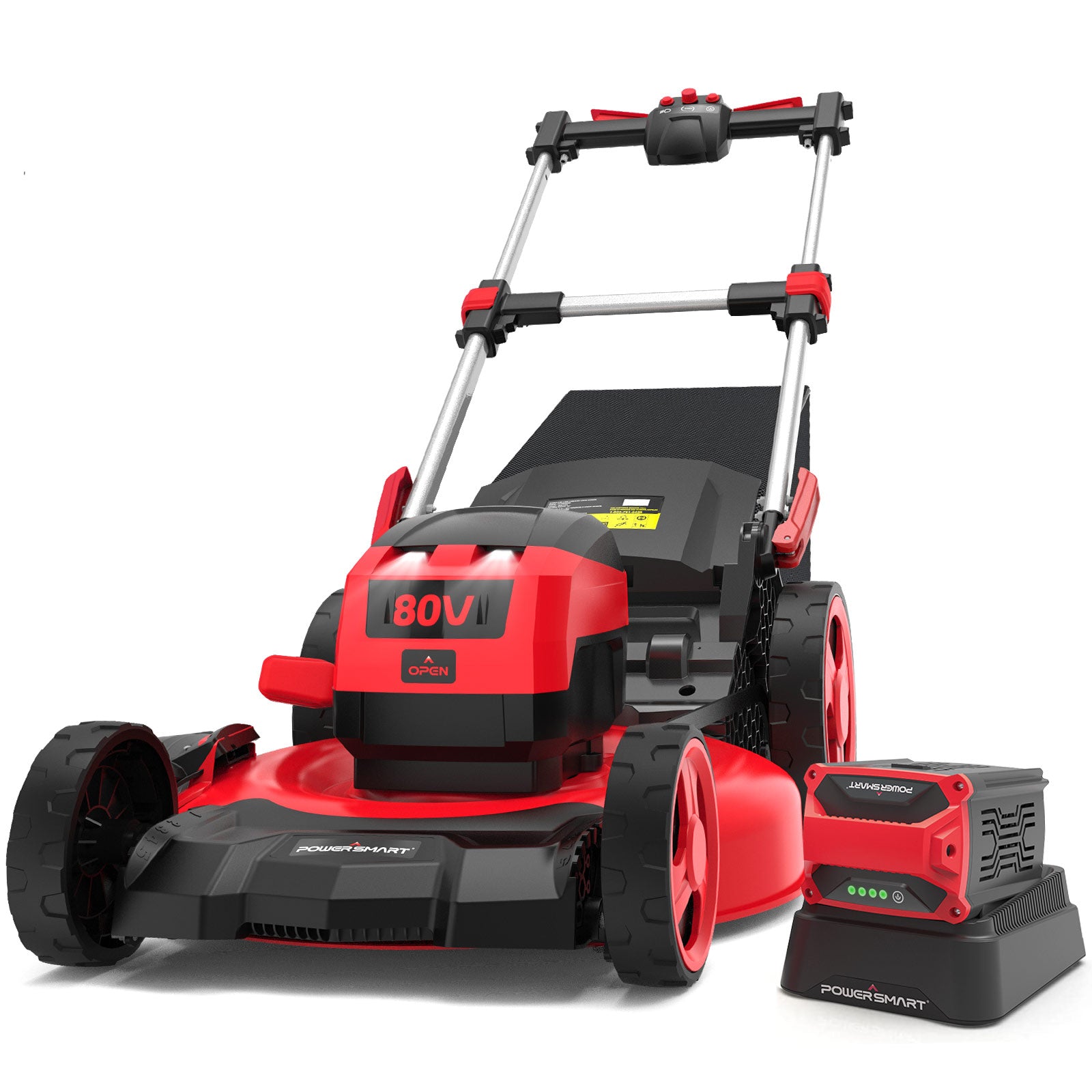 PowerSmart 80V 22 Brushless Cordless Self-Propelled Lawn Mower Red PS76822SRB