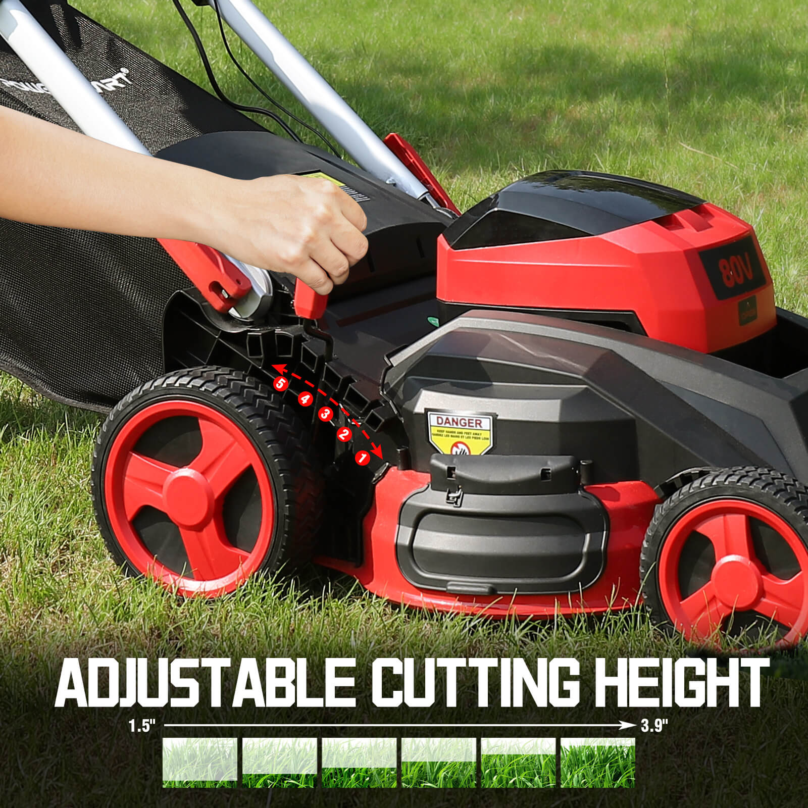 80V 26" Brushless Cordless Self-propelled Lawn Mower Red