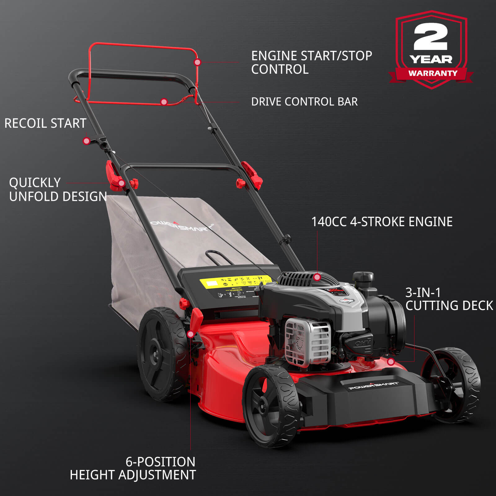 21 " 140cc Gas Self-Propelled Lawn Mower w/ BS E550 Engine B8721S1
