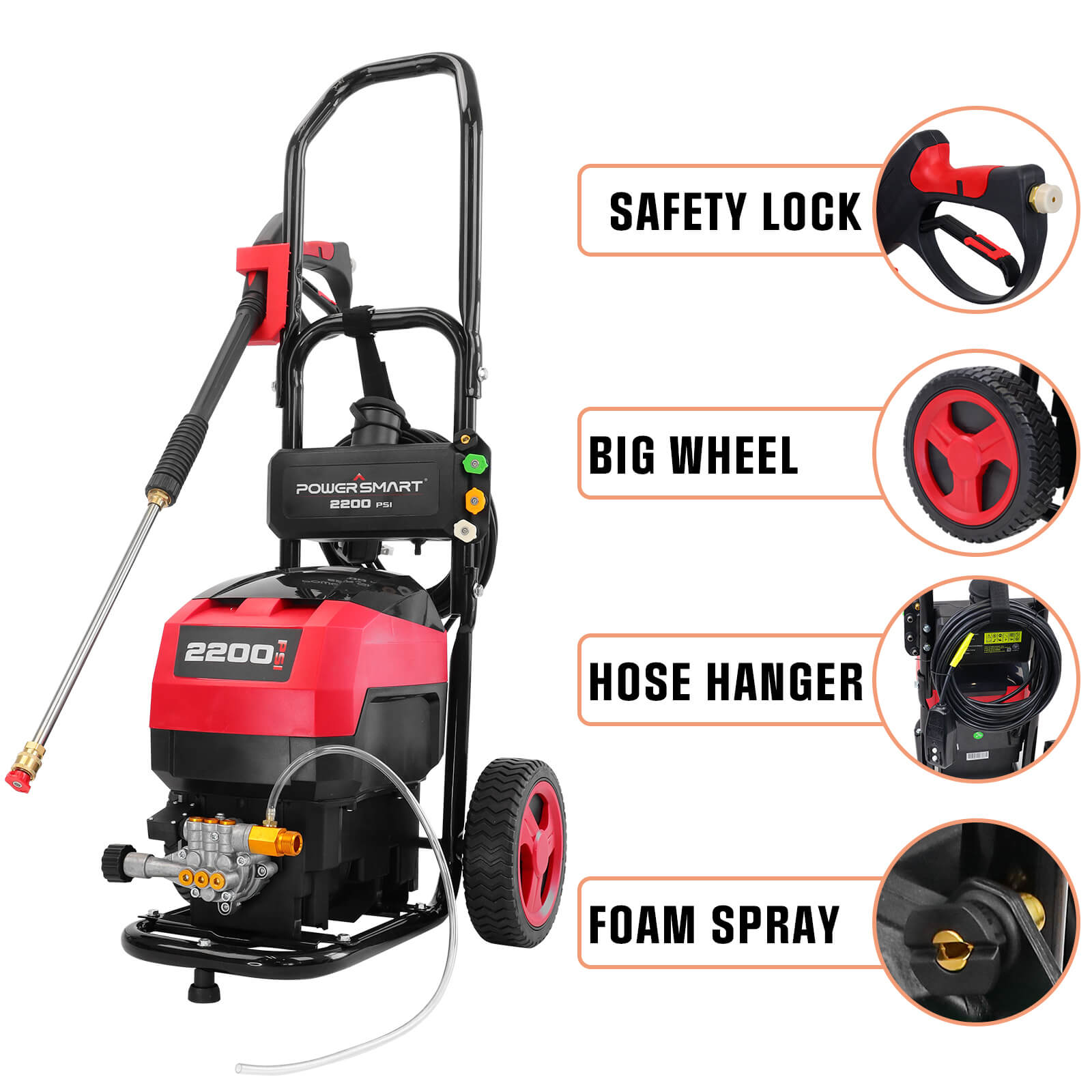 180PSI 1.2GPM Electric Pressure Washer DB1001-W