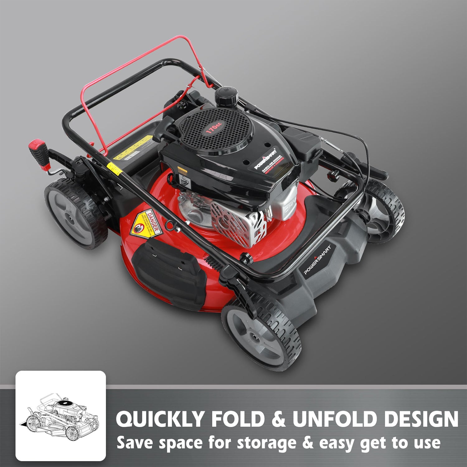 21'' 170cc Gas Self-propelled Lawn Mower Red DB2321SR