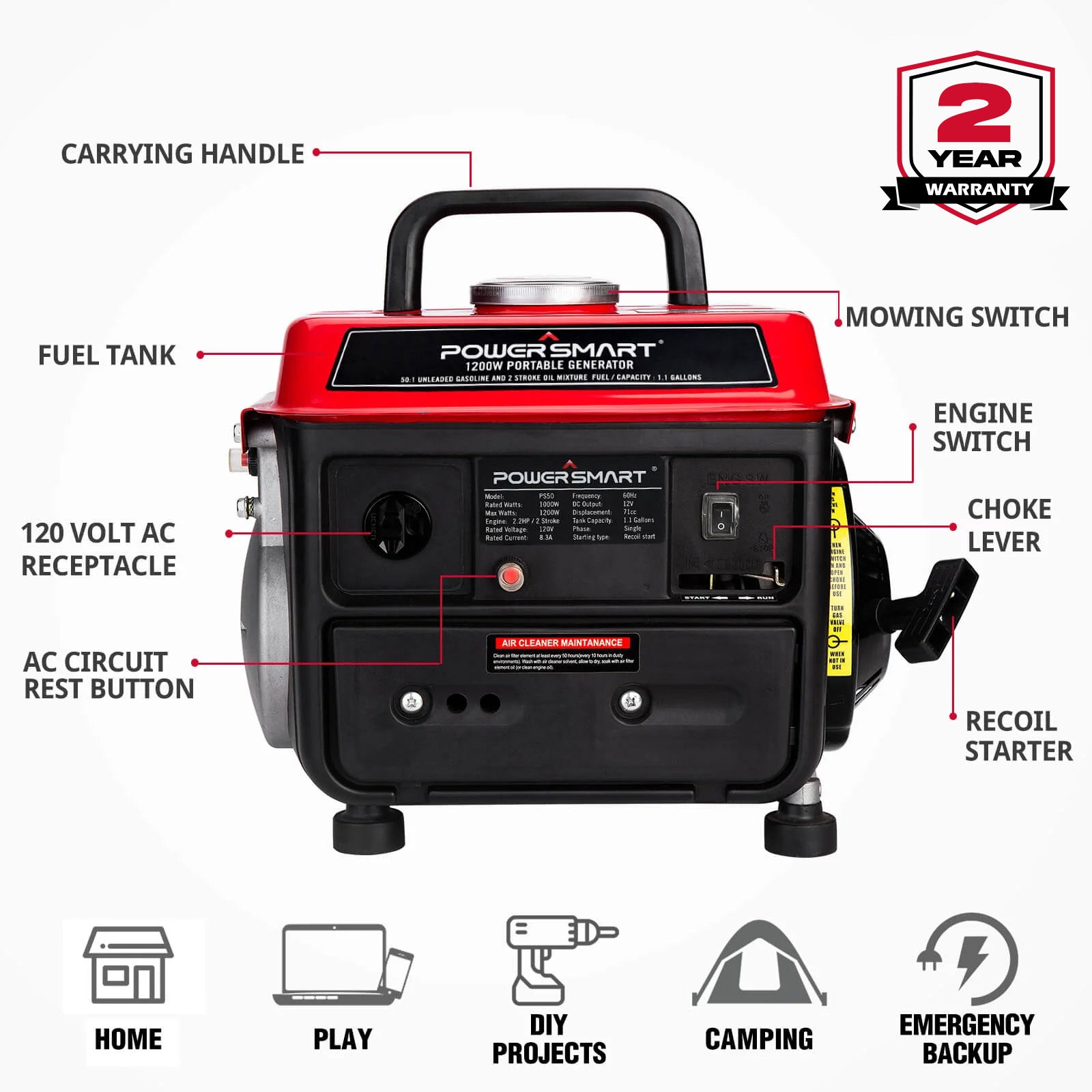 1200W 2-Stroke Generator PS50/DB5010