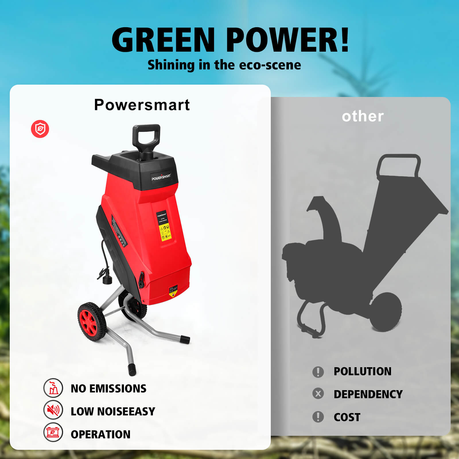 15Amp Electric Wood Chipper Leaf mulcher DB6610