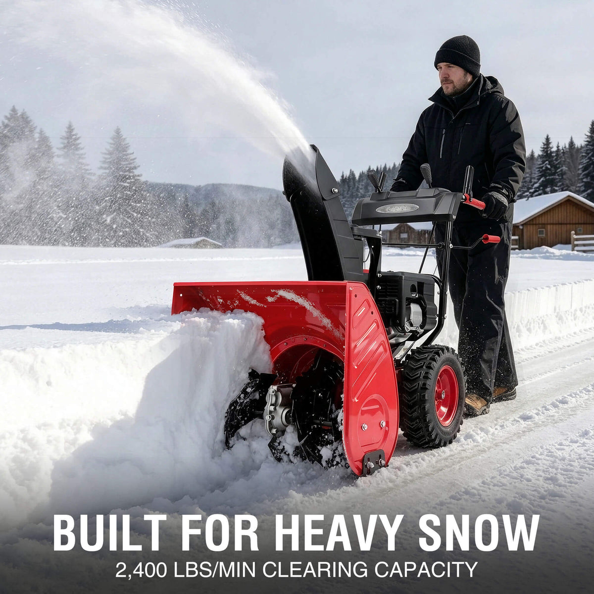 24'' 212cc Two Stage Self-Propelled Gas Snow Blower w/ Electric Start